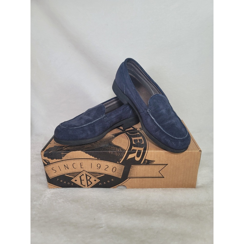 Eddie Bauer Dark Academia Navy Blue Loafers Suede Smart Casual Slip On Size 7M